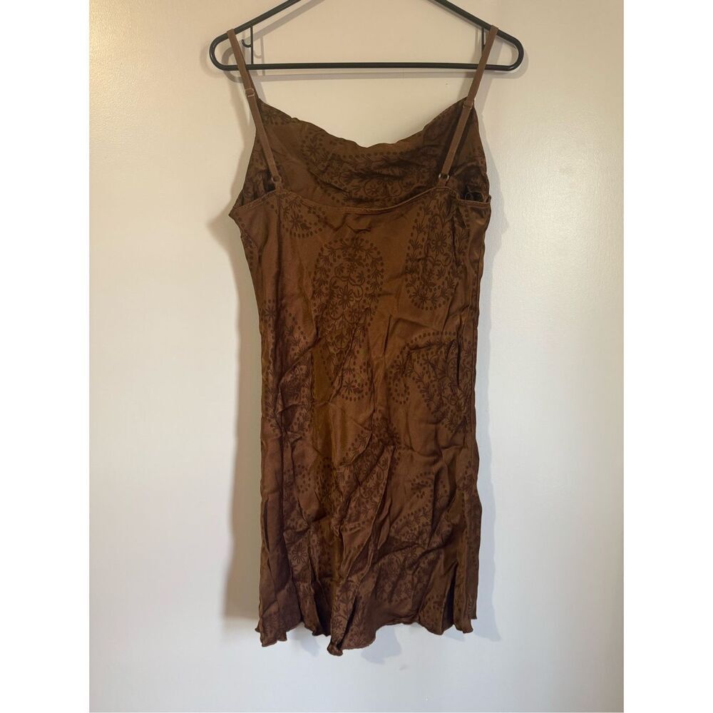 90’s Vintage Made in Italy women’s brown floral velvet paisley dress sz L Y2K bo - Picture 4 of 5